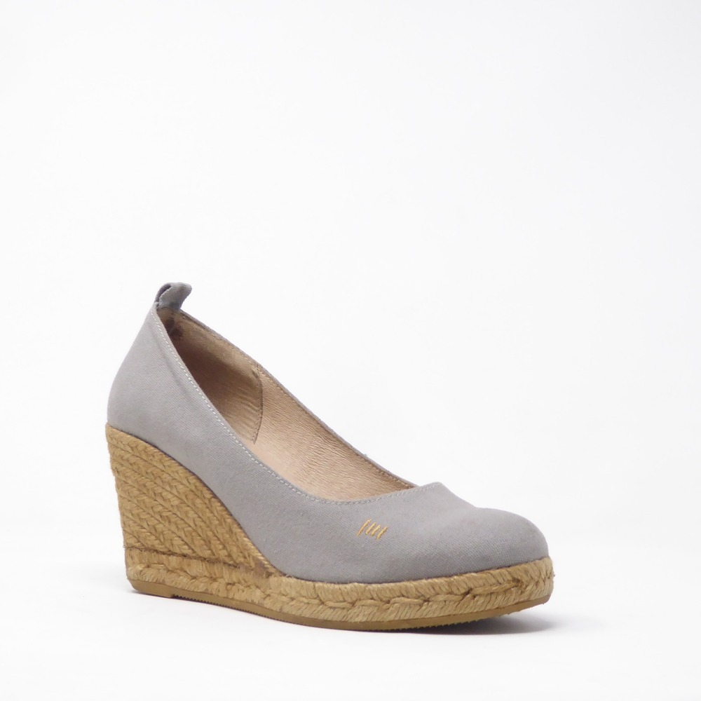 Viscata Women Roses Canvas Espadrille Shoes Wedge Gray Closed Toe 40 / 9